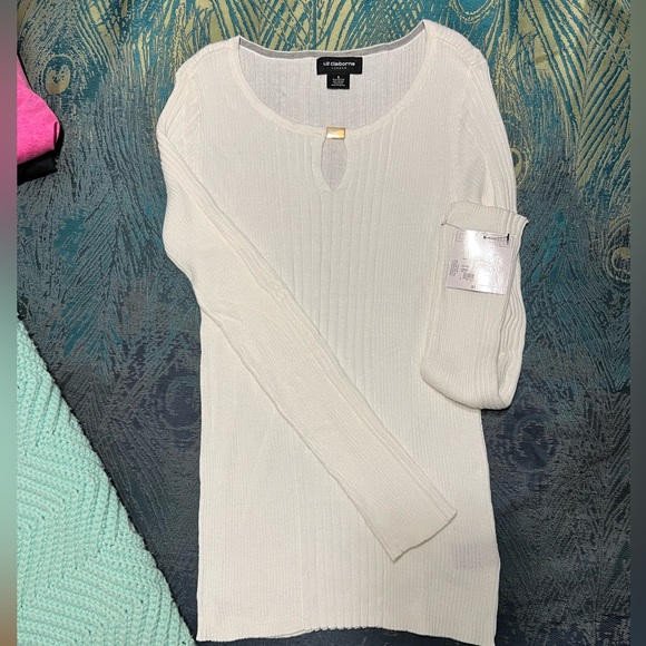 NWT Liz Claiborne Career White Sweater Knit Size Small - Picture 1 of 4